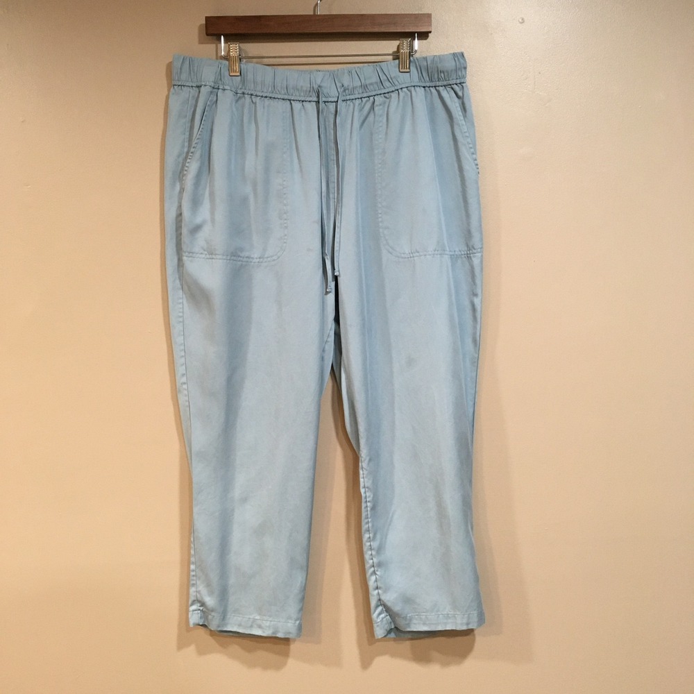 Croft & Barrow Cropped Pants Womens XL Light Blue Lyocell Coastal Casual Garden
